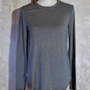 Banana Republic Fabletics Black & White Striped Seamless Long Sleeve Tee S